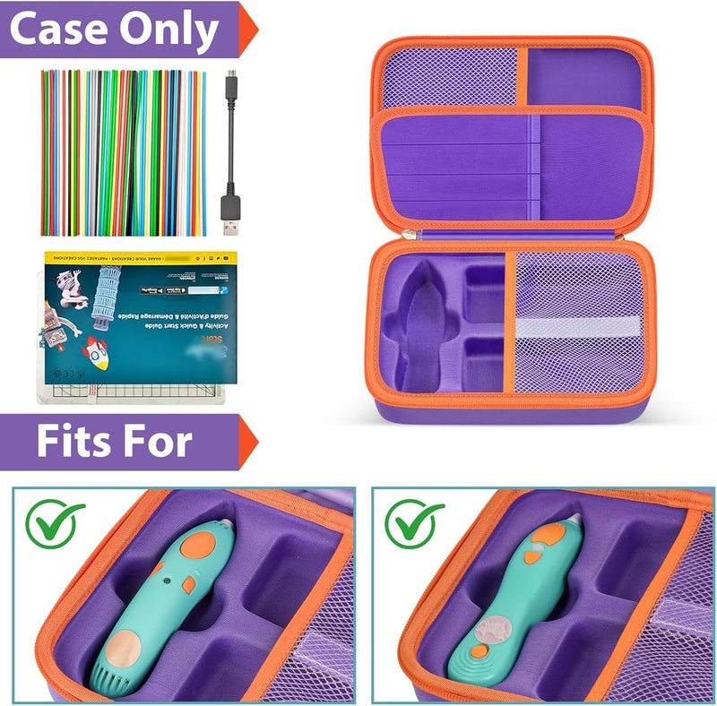 casmilee Case Compatible with 3Doodler Start+ Essentials 3D Pen Set, Art Activity Set Storage for Educational STEM Toy, Hold Plastic Filaments Strands- Purple - Image 2